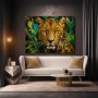 Leopard im Dschungel – Leinwandbild & Acrylbild in Goldgrün