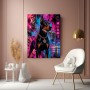 Neon Miami Dobermann – Modernes Wandbild auf Gallery Leinwand