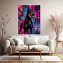 Neon Miami Dobermann – Modernes Wandbild auf Gallery Leinwand