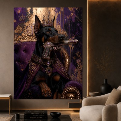 Majestätischer Dobermann – Luxus Wandbild auf Gallery Leinwand