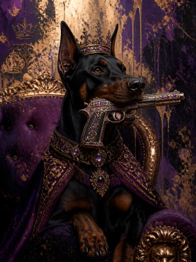Majestätischer Dobermann – Luxus Wandbild auf Gallery Leinwand Majestätischer Dobermann – Luxus Wandbild auf Gallery Leinwand