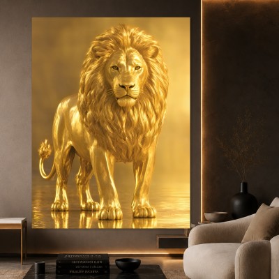 Goldener Löwe – Luxus Wandbild als Gallery Leinwand
