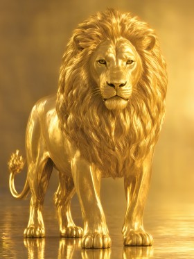 Goldener Löwe – Luxus Wandbild als Gallery Leinwand