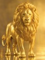 Goldener Löwe – Luxus Wandbild als Gallery Leinwand