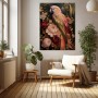 Opulenter Papagei mit Blüten – Luxus Wandbild als Gallery Leinwand