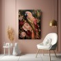 Opulenter Papagei mit Blüten – Luxus Wandbild als Gallery Leinwand