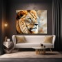 Majestätischer Löwe als Leinwand Wandbild in warmen Goldtönen