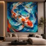 Koi Energie – Modernes Wandbild als Leinwandbild in Blau und Orange