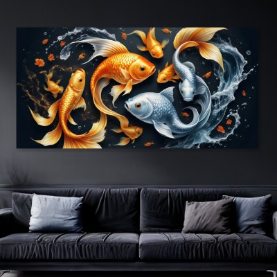 Tanz der Goldfische im Wasserwirbel – Wandbild & Poster