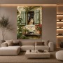 Mediterranes Fenster mit Katzen – Wandbild auf Gallery Leinwand