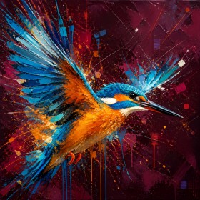 Farbenprächtiger Eisvogel – Leinwandbild & Acrylglasbild in expressiver Dynamik