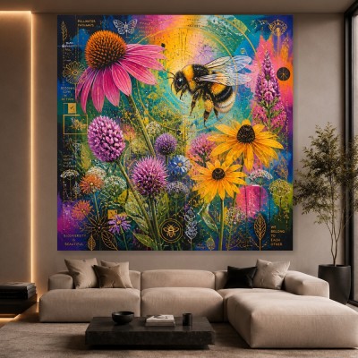 Blühende Bestäuber-Oase als Wandbild und Poster