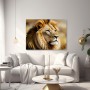 Majestätischer Löwe als Leinwand Wandbild in warmen Goldtönen