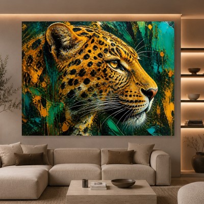 Majestätischer Leopard – Modernes Wandbild als Gallery Leinwand