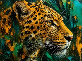 Majestätischer Leopard – Modernes Wandbild als Gallery Leinwand