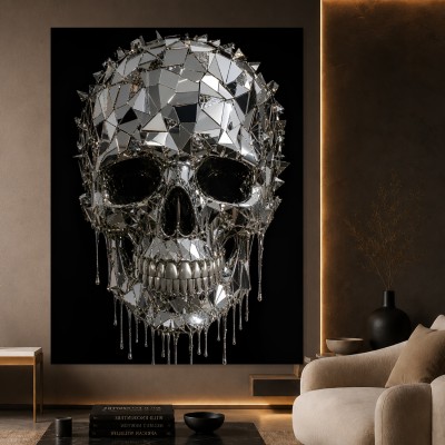 Chromatischer Totenkopf als Acrylglasbild und Modernes Wandbild
