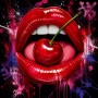 Cherry Kiss Pop Art – Wandbild als Gallery Leinwand