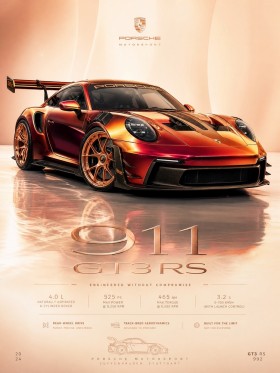 Porsche 911 GT3 RS Wandbild – Motorsport Poster in Kupferrot