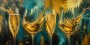 Goldene Champagnergläser – Luxus Wandbild als Gallery Leinwand