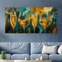 Goldene Champagnergläser – Luxus Wandbild als Gallery Leinwand
