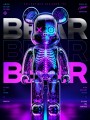Neon Bear Anatomy – Modernes Wandbild als Gallery Leinwand