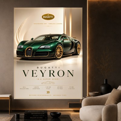 Bugatti Veyron Luxus Wandbild & Fine Art Print in Smaragdgrün