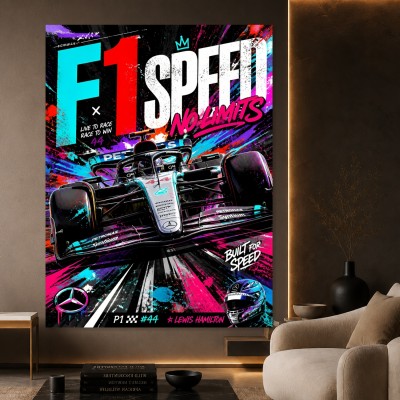 F1 Speed No Limits – Modernes Wandbild & Poster im Neon-Racing-Style