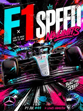 F1 Speed No Limits – Modernes Wandbild & Poster im Neon-Racing-Style