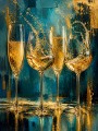 Champagnergläser in Gold & Petrol – Luxus Wandbild als Acrylglasbild