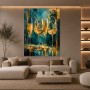 Champagnergläser in Gold & Petrol – Luxus Wandbild als Acrylglasbild