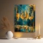 Champagnergläser in Gold & Petrol – Luxus Wandbild als Acrylglasbild