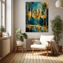 Champagnergläser in Gold & Petrol – Luxus Wandbild als Acrylglasbild