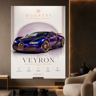 Bugatti Veyron Leinwand Poster in Violett und Roségold