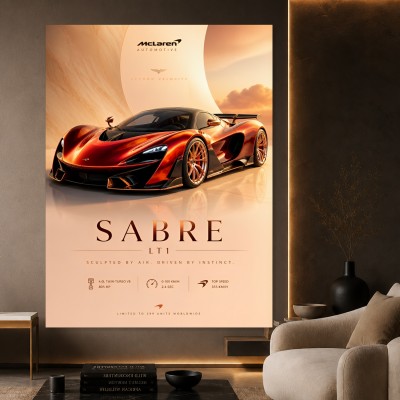Roter Supersportwagen Sabre LT1 – Luxus Wandbild als Gallery Print