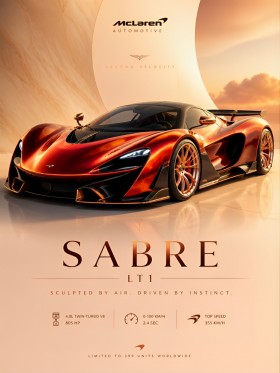 Roter Supersportwagen Sabre LT1 – Luxus Wandbild als Gallery Print