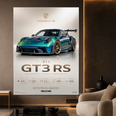 Porsche 911 GT3 RS – Modernes Wandbild als Gallery Leinwand