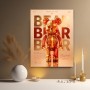 Bearbrick Anatomy Wandbild als Poster in Gold-Orange