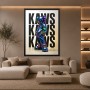 Pop-Kultur Wandbild als Gallery Leinwand – glänzende Chrom-Figur vor Typografie