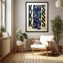 Pop-Kultur Wandbild als Gallery Leinwand – glänzende Chrom-Figur vor Typografie