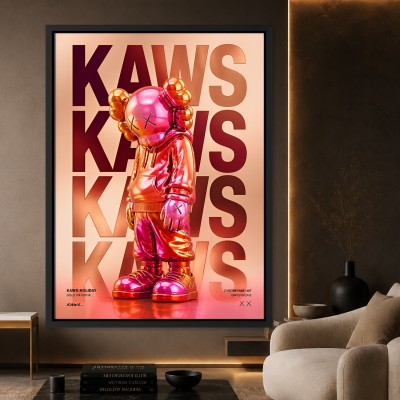 Pinke KAWS Figur – Modernes Wandbild als Gallery Print