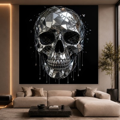 Spiegelnder Totenkopf als Modernes Wandbild und Acrylbild