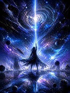 Kosmischer Lichtkrieger – Fantasy Wandbild als Gallery Leinwand