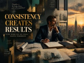 Motivierendes Wandbild „Consistency Creates Results“ als Fine Art Print