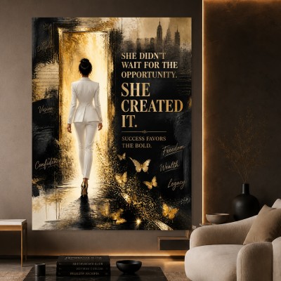 Goldene Erfolgsvision – Modernes Wandbild & Poster mit Business-Motiv