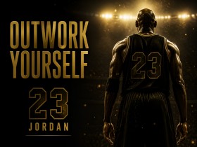 Outwork Yourself Wandbild – Basketball Poster in Gold-Schwarz