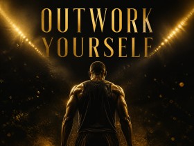 Outwork Yourself – Motivations Wandbild als Poster in Gold-Schwarz