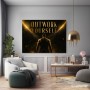 Outwork Yourself – Motivations Wandbild als Poster in Gold-Schwarz