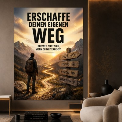 Erschaffe deinen eigenen Weg – motivierendes Wandbild als Poster