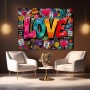 Farbenfrohes LOVE Wandbild als Gallery Leinwand