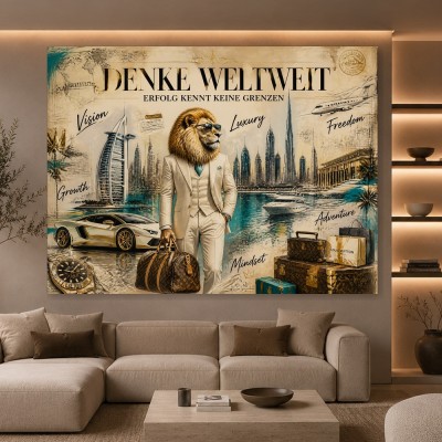 Denke Weltweit – Luxus Wandbild als Gallery Leinwand
